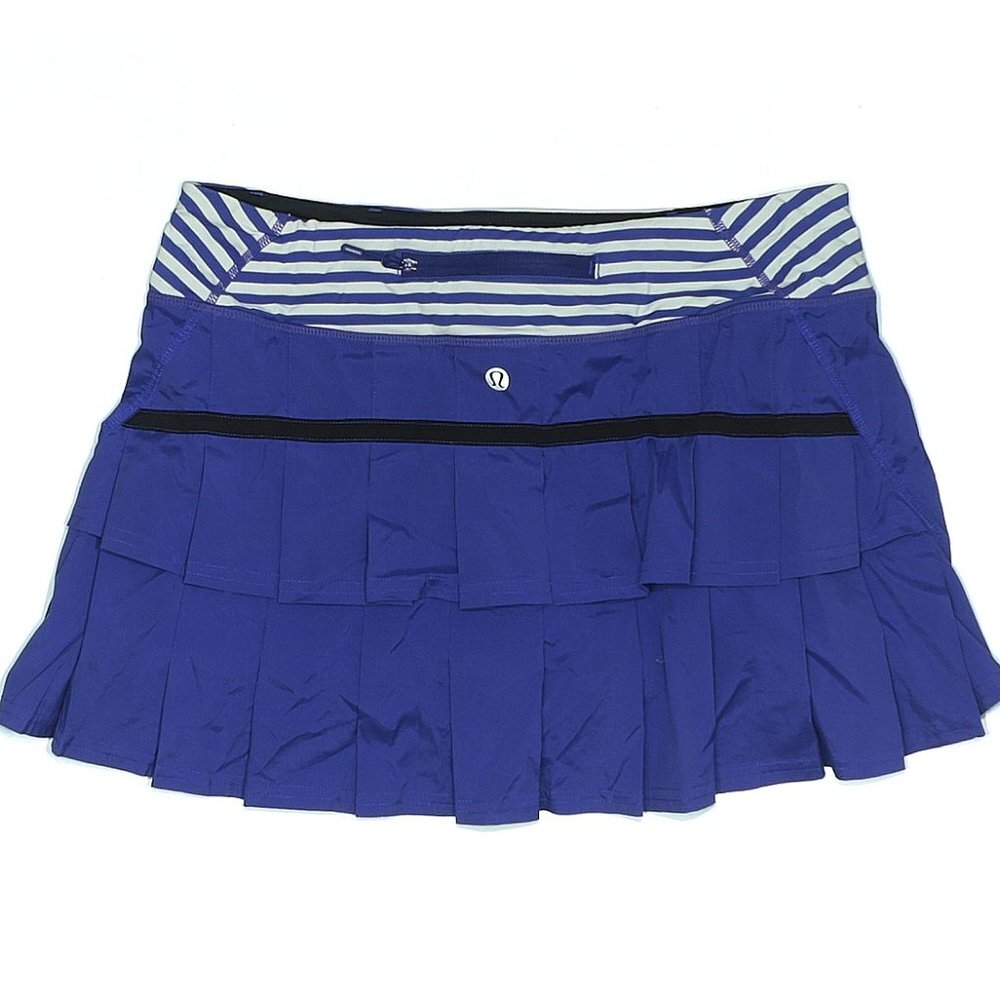 Lululemon  Pace Setter tennis run skirt  pigment blue  striped sz 6  RARE